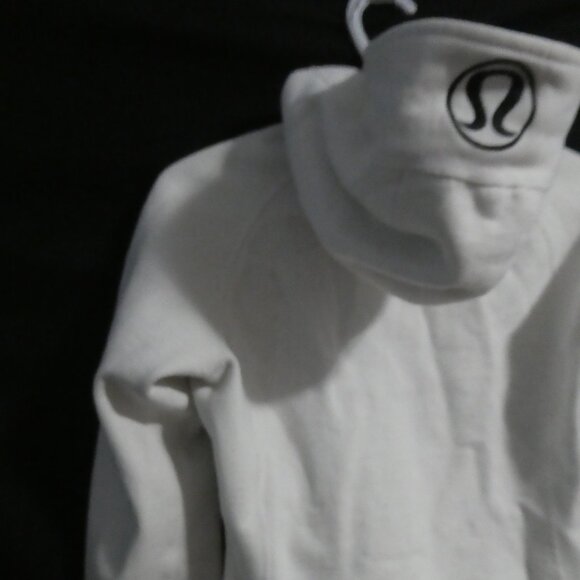 LULULEMON | size 4 | Classic White Scuba Hoodie With Black Omega logo on Hood - Picture 11 of 16